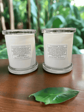 Load image into Gallery viewer, Pair of medium white Monaco soy candles displayed together for elegant home décor.