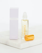 Load image into Gallery viewer, Ethereal crystal perfume roller by Bopo Women with box and gold lid, jasmine and neroli essential oil blend for natural fragrance.