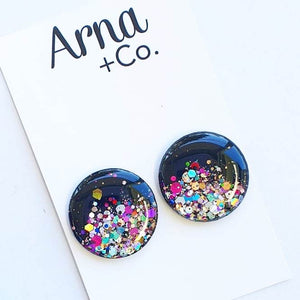 BLACK AND PIXIE DUST STATEMENT STUDS