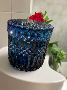 Blue Mandala Glass Canister Candle