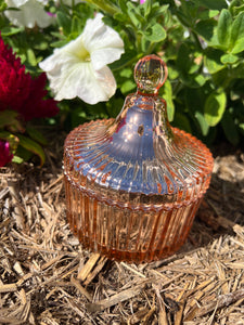 Rose Gold Ribbed Carousel Glass Jar
