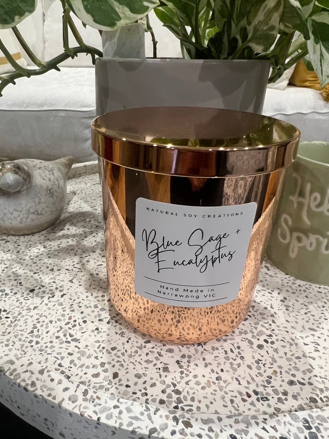 Handcrafted Fifth Avenue Rose Gold Glass Soy Candle Jar with Stainless Steel Lid