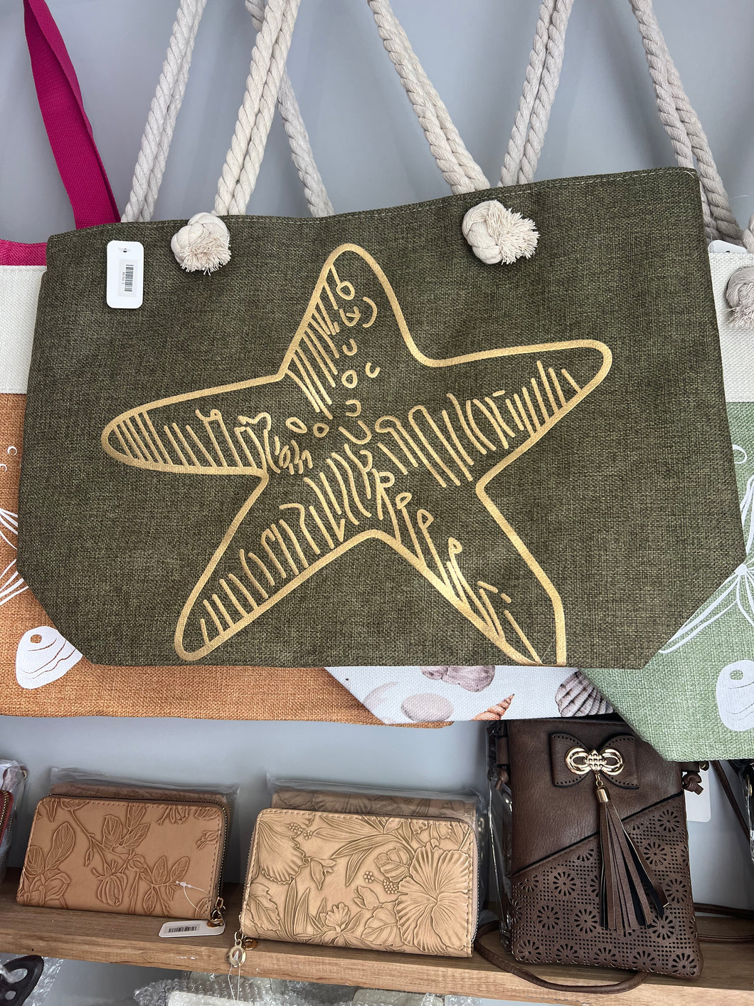 Green Starfish Tote Bag