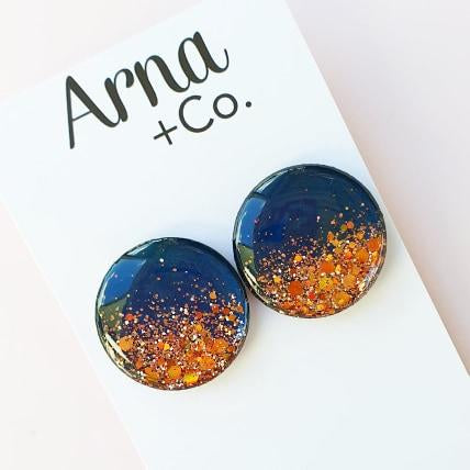 NAVY AND ROSE GOLD STATEMENT STUDS