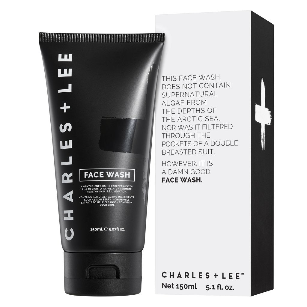 Charles + Lee men’s face wash, natural Australian skincare.