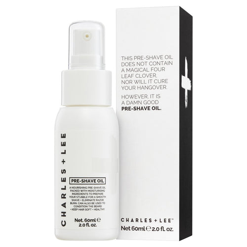 Charles + Lee men’s face pre-shave oil, natural Australian skincare.