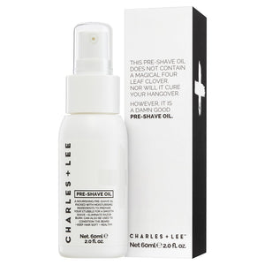 Charles + Lee men’s face pre-shave oil, natural Australian skincare.