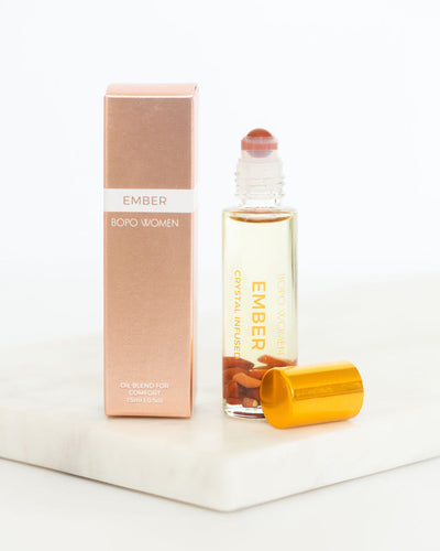 Ember crystal perfume roller by Bopo Women, natural fragrance with crystal infusion, self-care perfume gift.