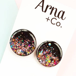 BLACK AND PIXIE DUST STATEMENT STUDS